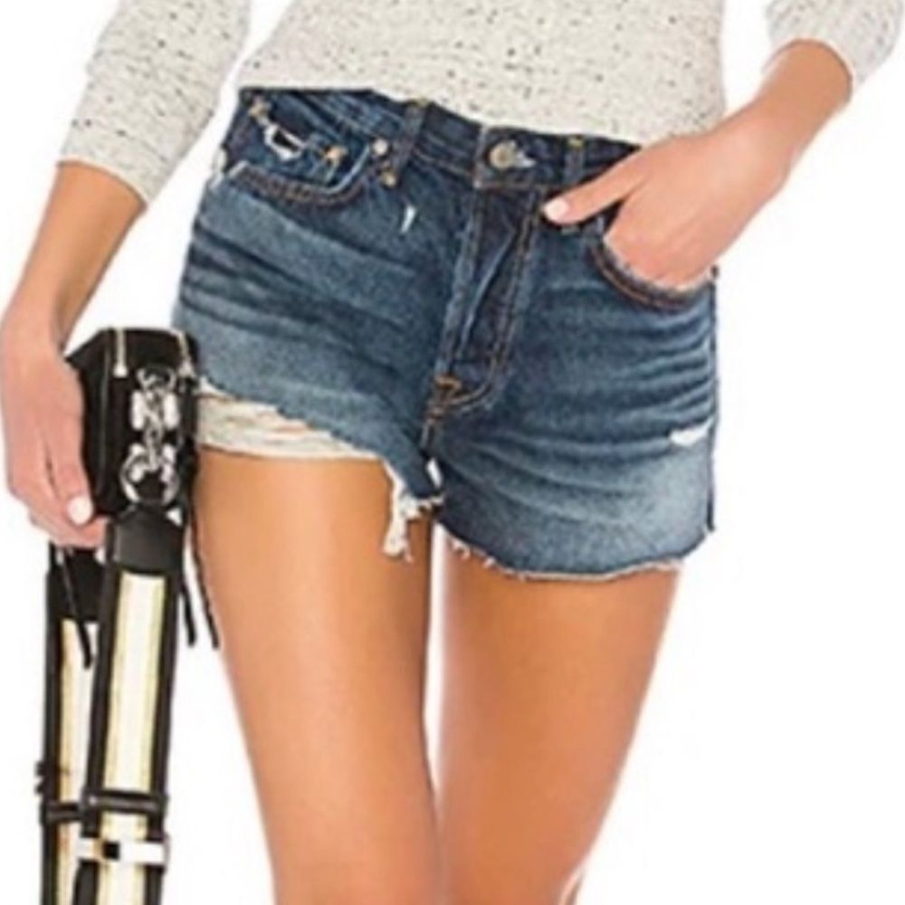 GRLFRND Cindy Button Front Cut Off Shorts Distress Babylon